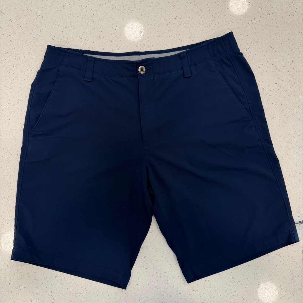 Under Armour Golf Shorts Mens 38 Navy Blue Excellent HeatGear Performance Casual